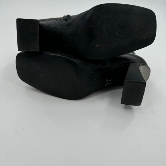 Furla Sirena Black Leather Square-Toe Ankle Boots Size7.5 or  38.5 Made In Italy - Picture 13 of 15